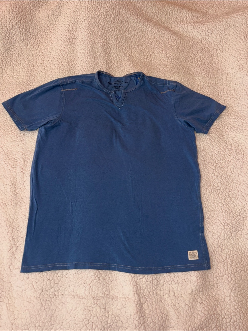 Alexander Julian Blue Short Sleeve Notch Crew Tee